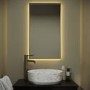 GRADE A1 - Rectangular Brass Backlit Heated Bathroom Mirror with Lights 700 x 400mm - Taurus