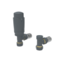 Refurbished Elego Anthracite Gray Modern TRV Angled Thermostatic Radiator Valves With Lockshield