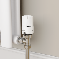 Refurbished Elego White Modern TRV Angled Thermostatic Radiator Valves With Lockshield