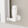 Elego White Modern TRV Corner Thermostatic Radiator Valves With Lockshield