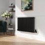 Refurbished Elego Matte Black Modern TRV Corner Thermostatic Radiator Valves With Lockshield