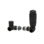 Refurbished Elego Matte Black Modern TRV Corner Thermostatic Radiator Valves With Lockshield