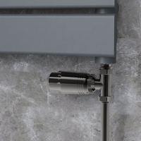 Refurbished - Elego Black Nickel Modern TRV Straight Thermostatic Radiator Valves With Lockshield