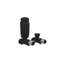 Refurbished Elego Matte Black Modern TRV Straight Thermostatic Radiator Valves With Lockshield