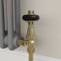 Refurbished - Maesta Antique Brass Traditional TRV Angled Thermostatic Radiator Valves With Lockshield