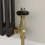 Refurbished - Maesta Antique Brass Traditional TRV Angled Thermostatic Radiator Valves With Lockshield