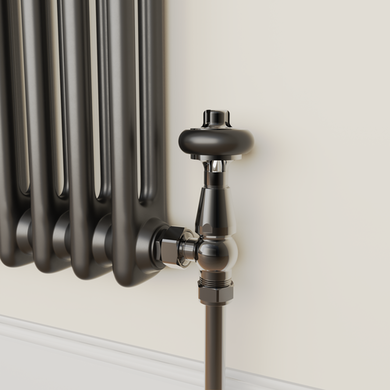 Maesta Black Nickel Traditional TRV Angled Thermostatic Radiator Valves With Lockshield