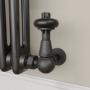Refurbished - Maesta Matte Black Traditional TRV Corner Thermostatic Radiator Valves With Lockshield