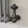 Refurbished - Maesta Matte Black Traditional TRV Corner Thermostatic Radiator Valves With Lockshield