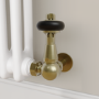 Refurbished Maesta Antique Brass Traditional TRV Corner Thermostatic Radiator Valves With Lockshield