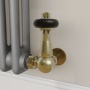 Refurbished Maesta Antique Brass Traditional TRV Corner Thermostatic Radiator Valves With Lockshield