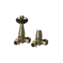 Refurbished Maesta Antique Brass Traditional TRV Corner Thermostatic Radiator Valves With Lockshield