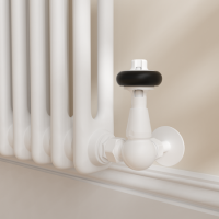 Refurbished Maesta White Traditional TRV Corner Thermostatic Radiator Valves With Lockshield
