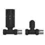 ONLY OPENED- Black Round Thermostatic Straight Radiator Valves with Lock Shield - Better Bathrooms