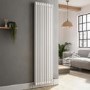 GRADE A1 - Reggio White Vertical Double Column Traditional Radiator 1800x470mm 4399 BTU - Cast Iron Style