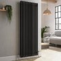 Refurbished Reggio Midnight Black Vertical Double Column Traditional Radiator 1500x560mm 4458 BTU - Cast Iron Style