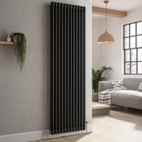 GRADE A1 - Reggio Midnight Black Vertical Double Column Traditional Radiator 1800x560mm 5279 BTU - Cast Iron Style