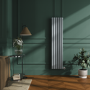Refurbished Salt & Pepper Vertical Smart Electric Radiator with Wi-Fi Thermostat - 1.2KW - H1600xW354 - Bathroom Safe