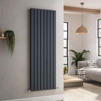 Refurbished Riace Anthracite Vertical Flat Designer Radiator 1600x544mm Double Panel 4916 BTU