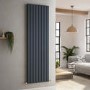 GRADE A1 - Riace Anthracite Vertical Flat Designer Radiator 1800x544mm Double Panel 5557 BTU