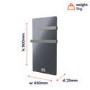 Refurbished 380W Smart Infrared Vertical Anthracite Glass Designer Wall Heater 450x900mm with Optional Towel Rail - IP24 Bathroom Safe