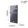 Refurbished 380W Smart Infrared Vertical Anthracite Glass Designer Wall Heater 450x900mm with Optional Towel Rail - IP24 Bathroom Safe