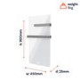 Refurbished 380W Smart Infrared Vertical White Glass Designer Wall Heater 450x900mm with Optional Towel Rail - IP24 Bathroom Safe