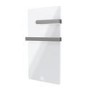 Refurbished 600W Smart Infrared Vertical White Glass Designer Wall Heater 550x1100mm with Optional Towel Rail - IP24 Bathroom Safe