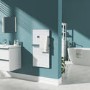 Refurbished 600W Smart Infrared Vertical White Glass Designer Wall Heater 550x1100mm with Optional Towel Rail - IP24 Bathroom Safe