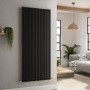 GRADE A1 - Riace Midnight Black Vertical Flat Designer Radiator 1600x680mm Single Panel 4071 BTU