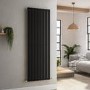 Riace Midnight Black Vertical Flat Designer Radiator 1600x544mm Single Panel 3256 BTU