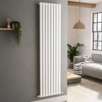 Refurbished Sorrento White Vertical Oval Designer Radiator 1800x472mm Single Panel 3373 BTU