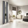 Refurbished Anthracite Electric Vertical Designer Radiator 1.2kW with Mirror and Wifi Thermostat - H1800xW500mm - IPX4 Bathroom Safe
