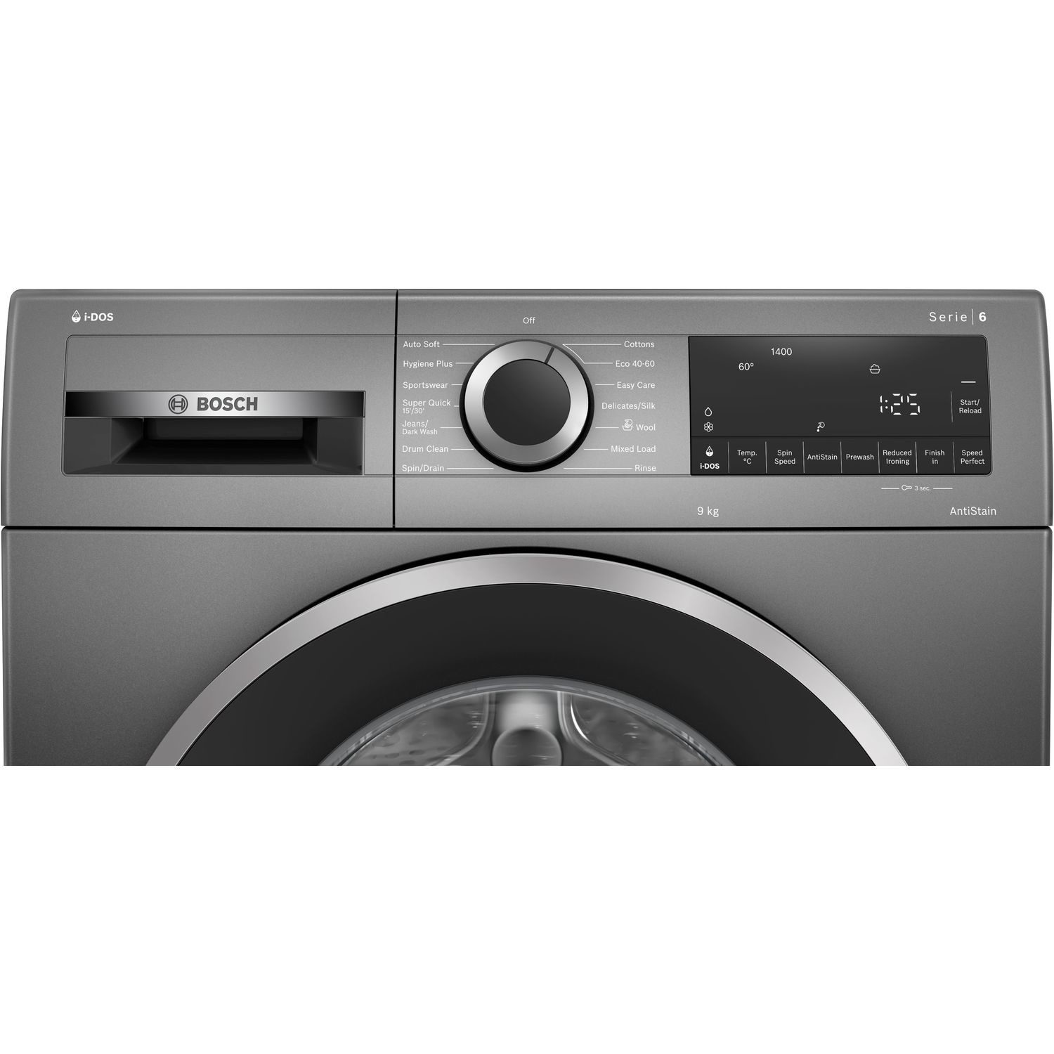 Bosch 9kg 1400rpm Freestanding Washing Machine Graphite Silver