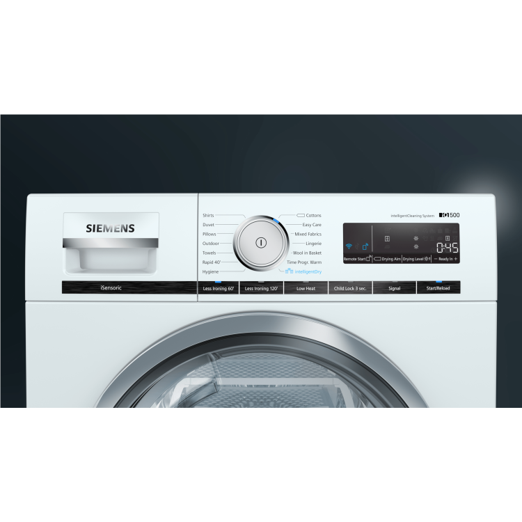 Refurbished Siemens WT48XRH9GB iQ500 Freestanding Heat Pump 9KG Tumble Dryer White