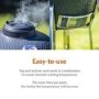 Refurbished Boss Grill 22 Inch Charcoal Ceramic Kamado Style Grill Egg BBQ in Grey with Wooden Shelves