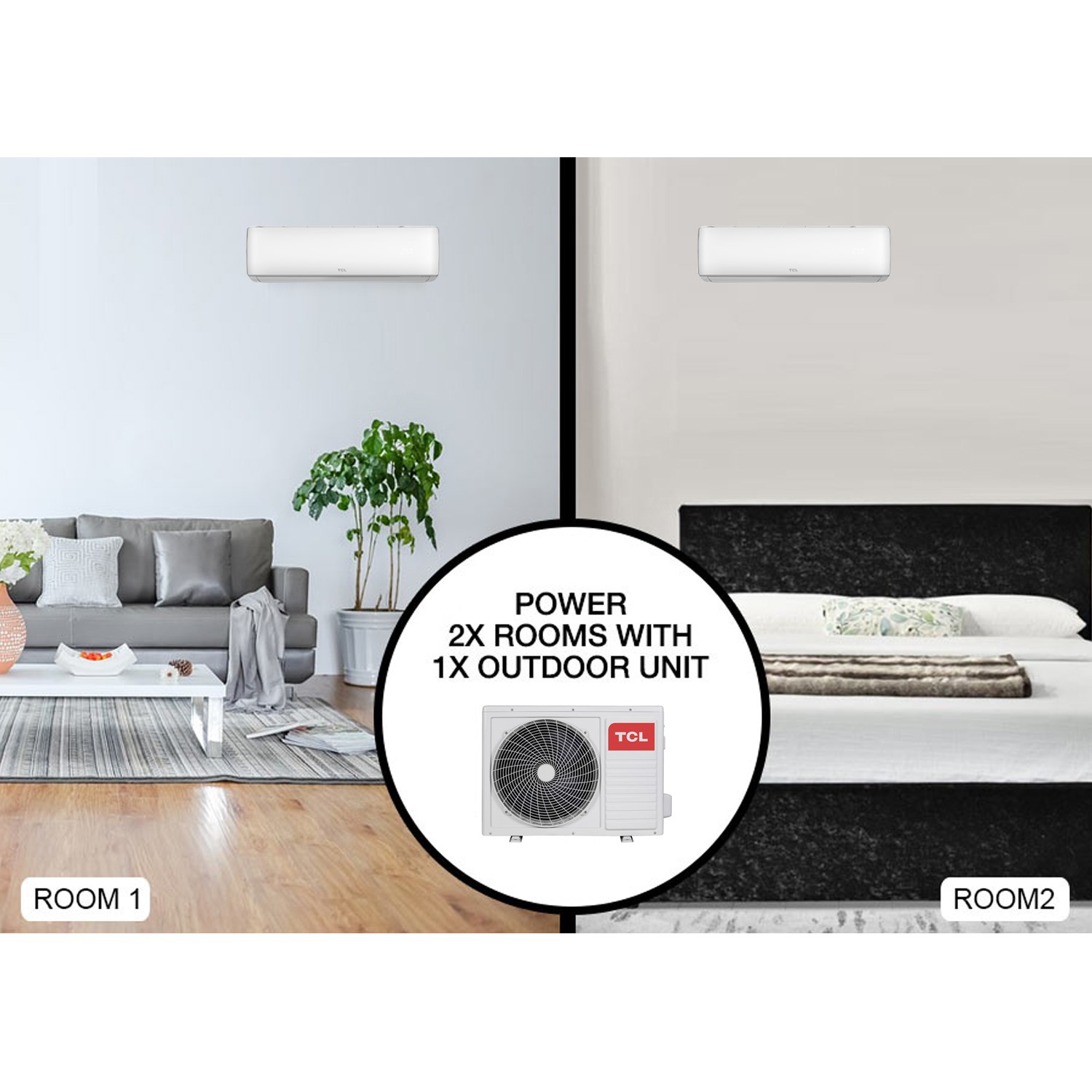 electriQ MultiSplit 2x 9000 BTU WiFi Smart A++ Wall Air Conditioner System with 5056096026085