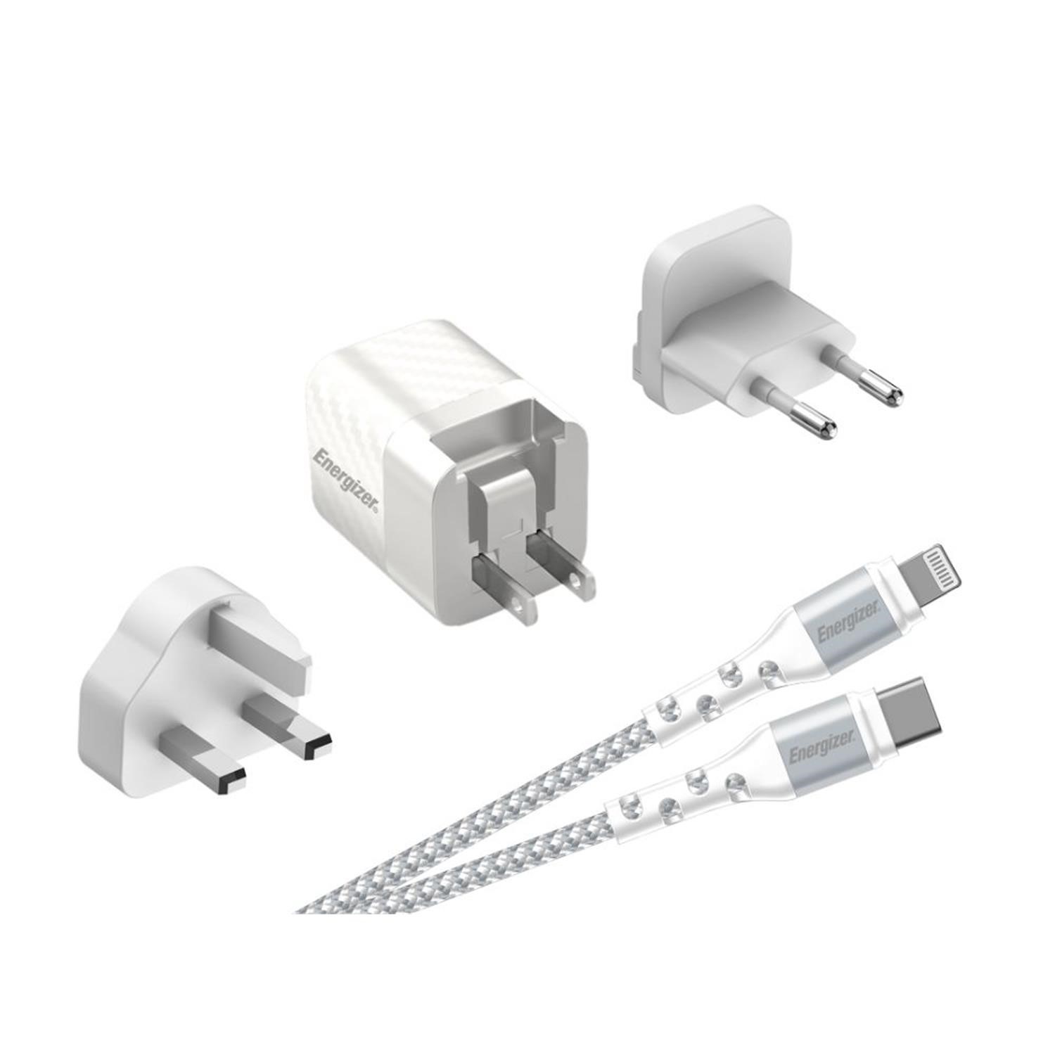 Energizer 20W Wall Charger With Eu/Uk/Us Adapters With Lightning Cable  A20MUL