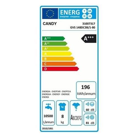 Candy 31007317/N GVS 148DC3B/1-80 Freestanding 8KG 1400 Spin Washing Machine