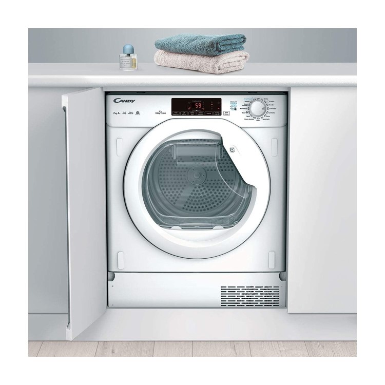 Refurbished Candy CBTDH7A1TE Smart Integrated Heat Pump 7KG Tumble Dryer White