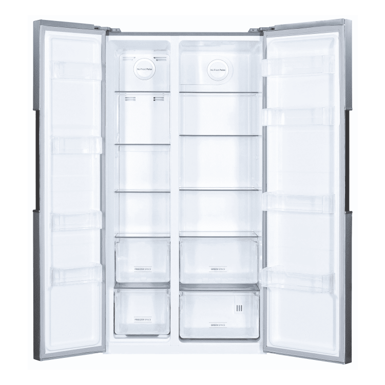 Refurbished Hoover HHSBSO6174XK Freestanding 521 Litre 50/50 Frost Free American Fridge Freezer Stainless Steel