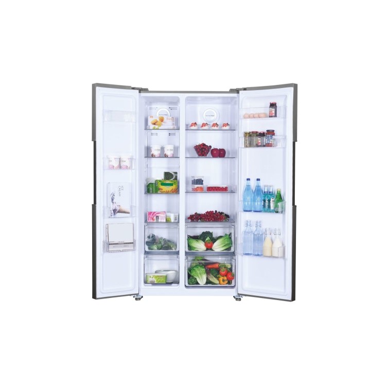 Refurbished Hoover HHSBSO6174XK Freestanding 521 Litre 50/50 Frost Free American Fridge Freezer Stainless Steel