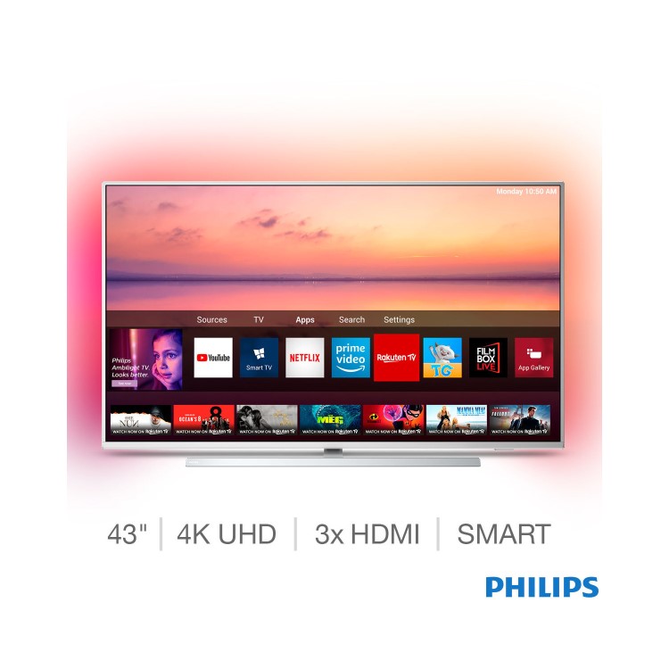 Refurbished Philips 43" 4K Ultra HD Smart Ambilight TV