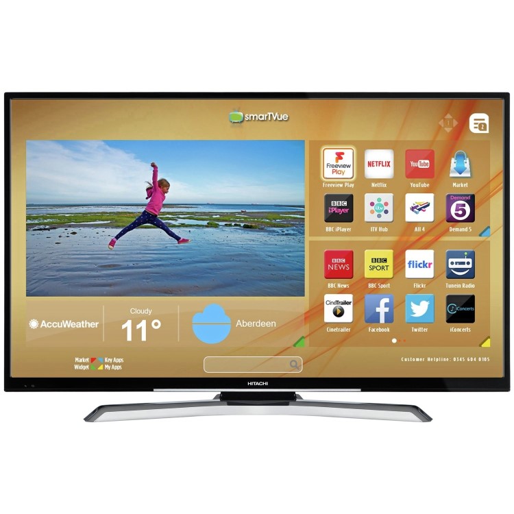 Refurbished Hitachi 43'' 4K Ultra HD with HDR LED Freeview Play Smart TV