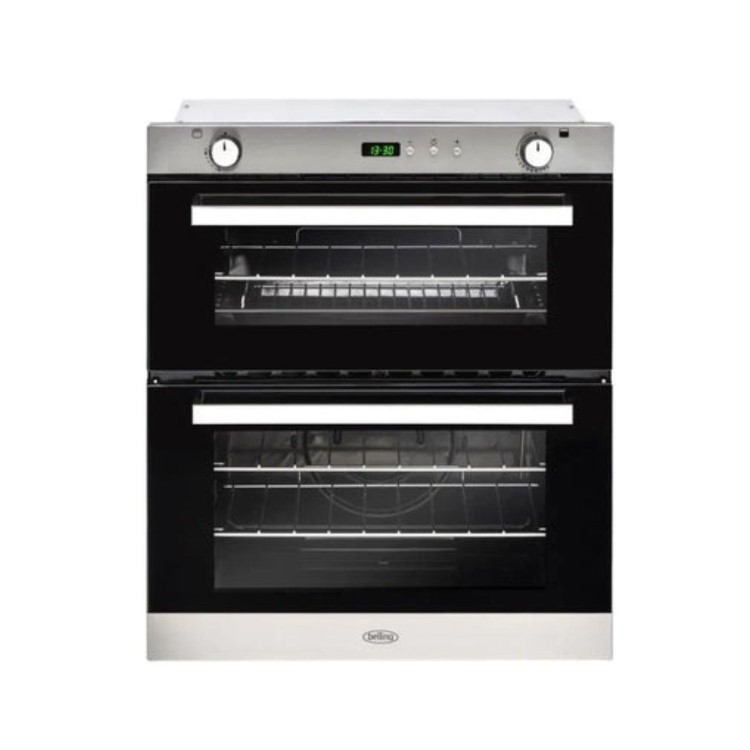 Refurbished Belling BI702LPGPR 60cm Double Built In Gas Oven Silver