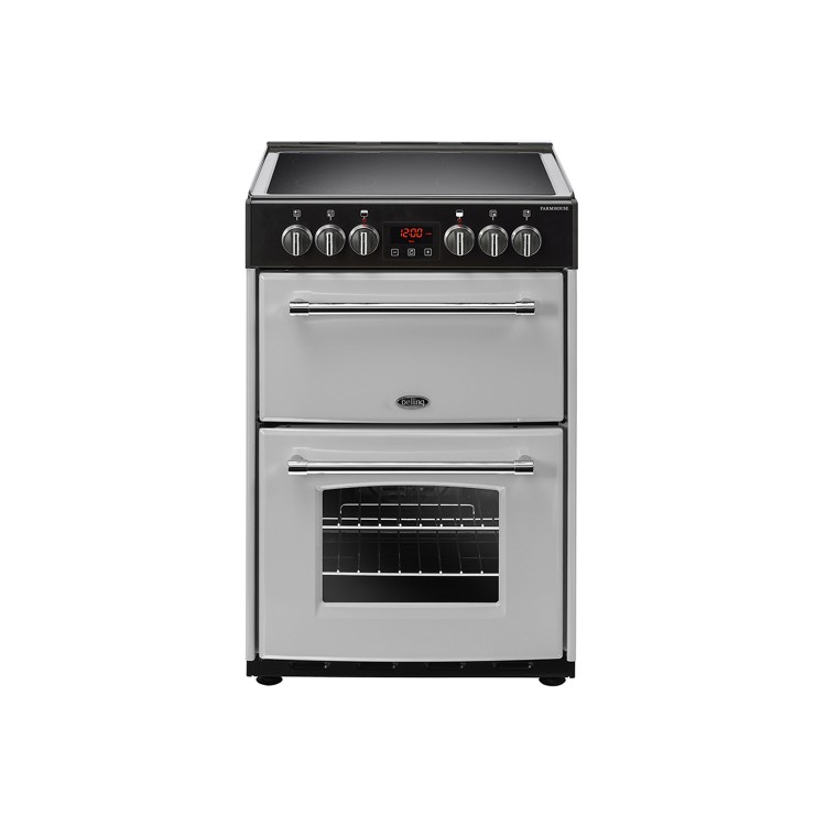 Refurbished Belling Farmhouse 60E 60cm Double Oven Electric Cooker With Ceramic Hob Silver
