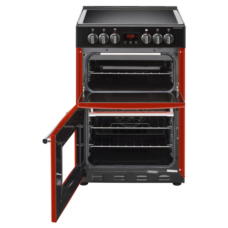 Belling Farmhouse 60E 60cm Double Oven Electric Mini Range Cooker - Red