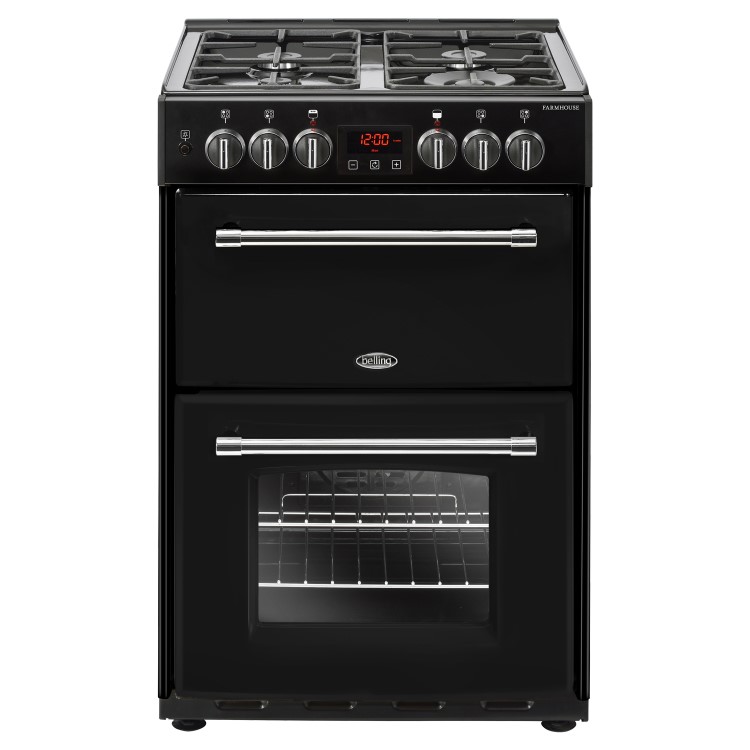 Belling 444444714 Farmhouse 60DF 60cm Dual Fuel Mini Range Cooker - Black