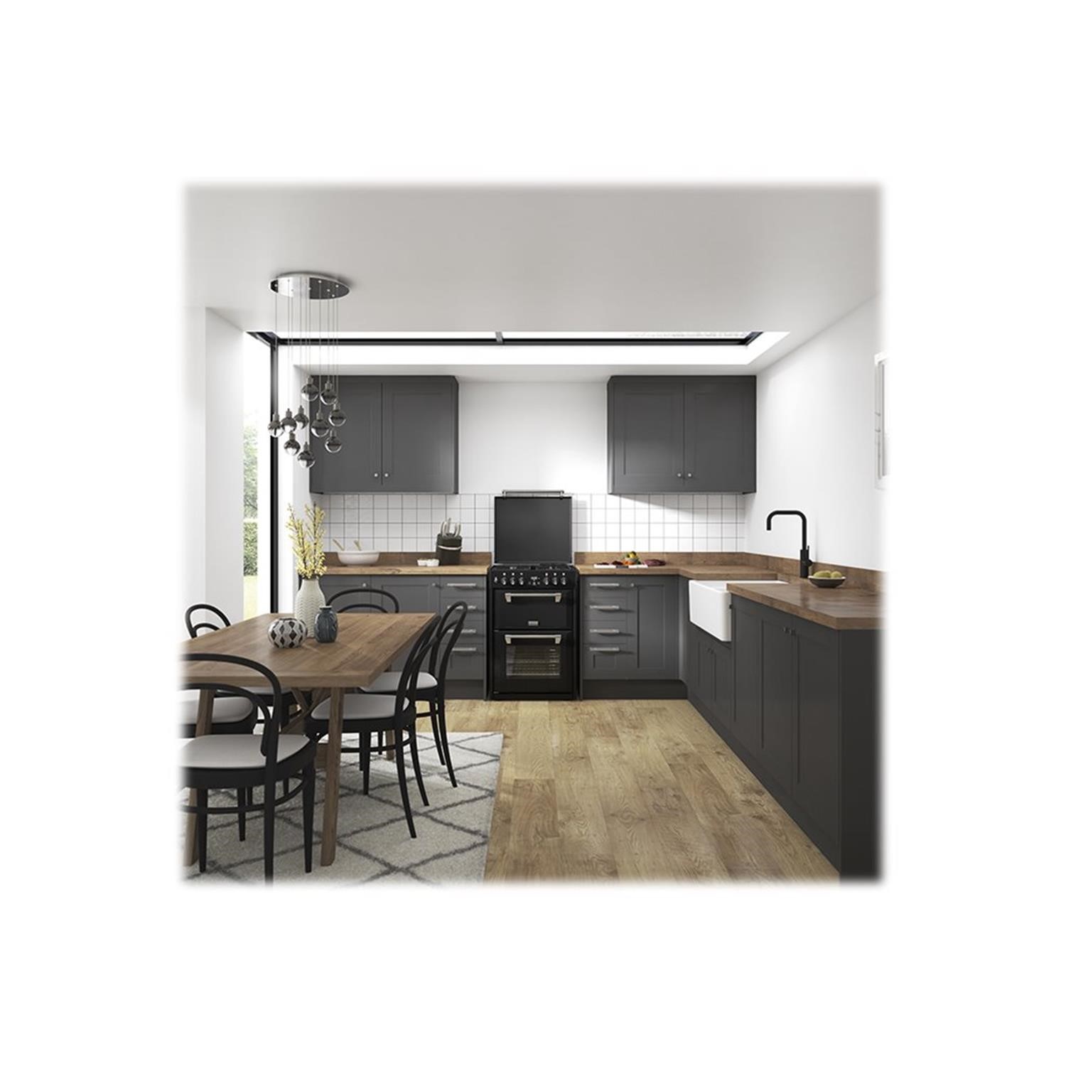 Refurbished Stoves Richmond 600DF Black Dual Fuel Cooker with Double