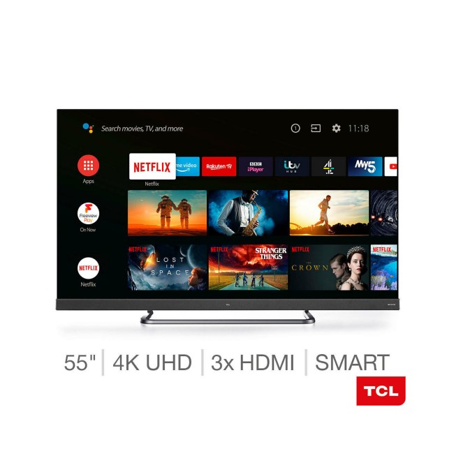 Refurbished TCL 55" 4K Ultra HD with HDR10+ LED Freeview Play Smart TV